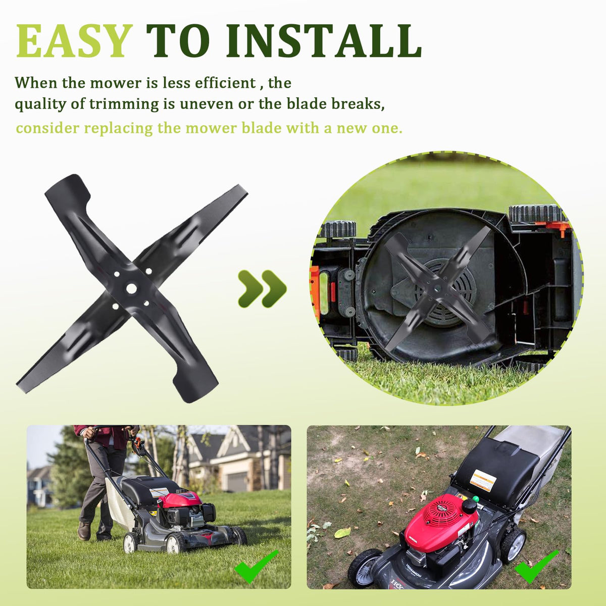 Zejoot black-coated blades resilience for longer mowing sessions.