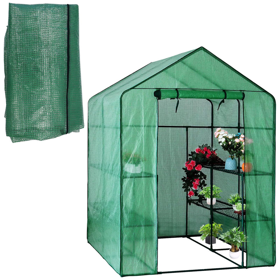 Zejoot walk-in greenhouse cover with roll-up door for easy access and airflow.