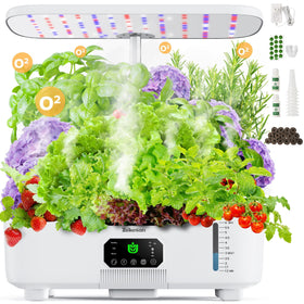 Zekeson Misting Hydroponic System front view, compact indoor garden for herbs.