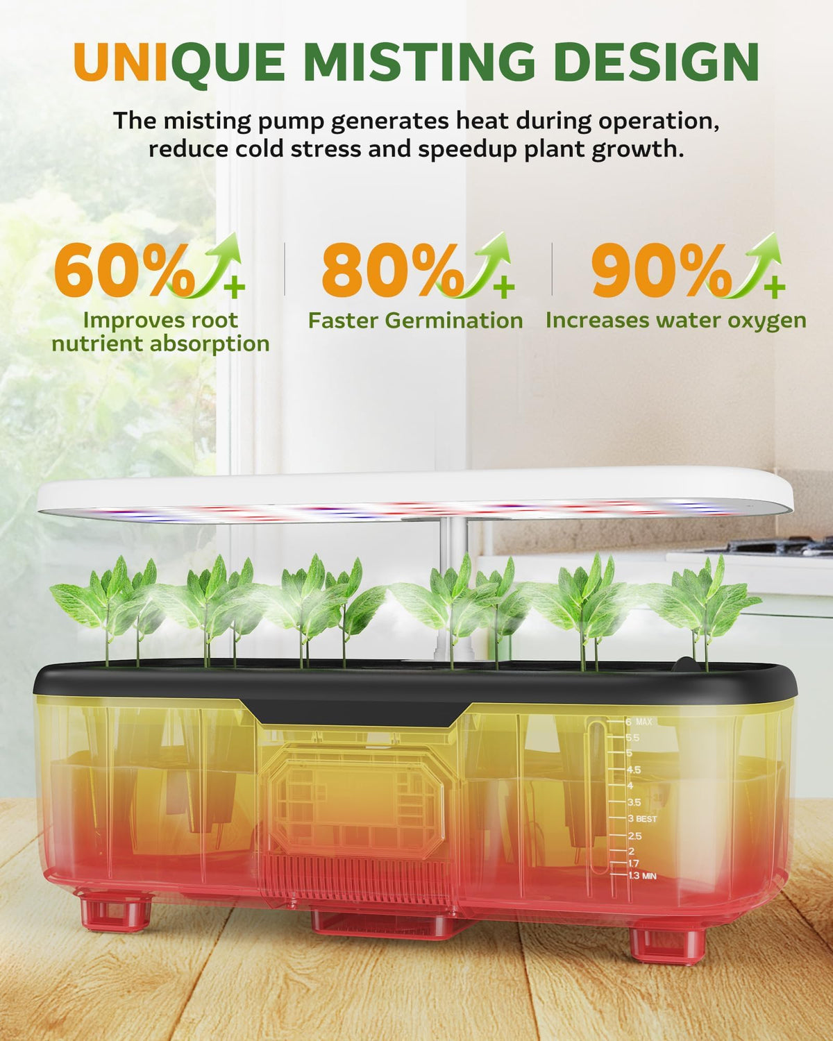 Zekeson Misting System side angle reveals a 6L tank for easy maintenance.