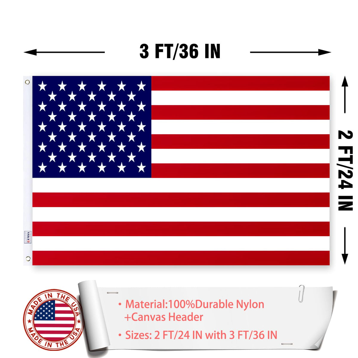 ZEKVY American flag 2x3 outdoors fluttering demonstrates high visibility in windy conditions