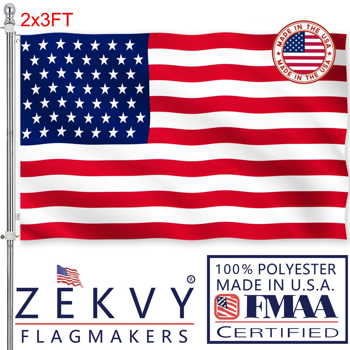 ZEKVY American flag 2x3 outdoor flag shows vivid color on exterior displays