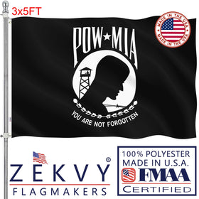 ZEKVY Pow Flag 3x5 outdoor front view showing vivid colors and durable fabric for outdoor displays