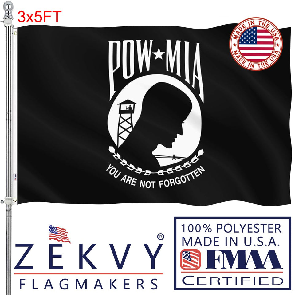 ZEKVY Pow Flag 3x5 outdoor front view showing vivid colors and durable fabric for outdoor displays