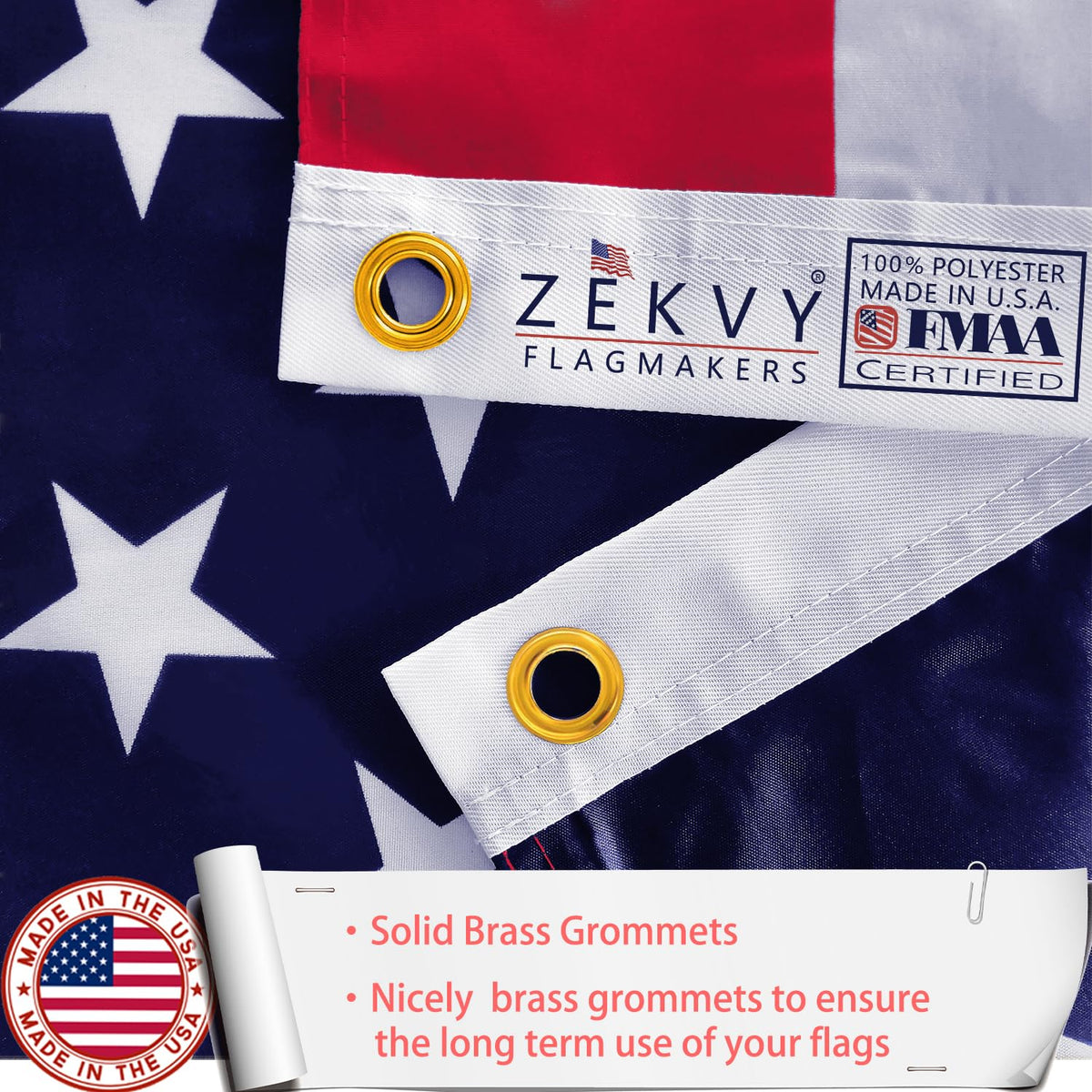 ZEKVY flag includes brass grommets for easy hanging on poles or walls