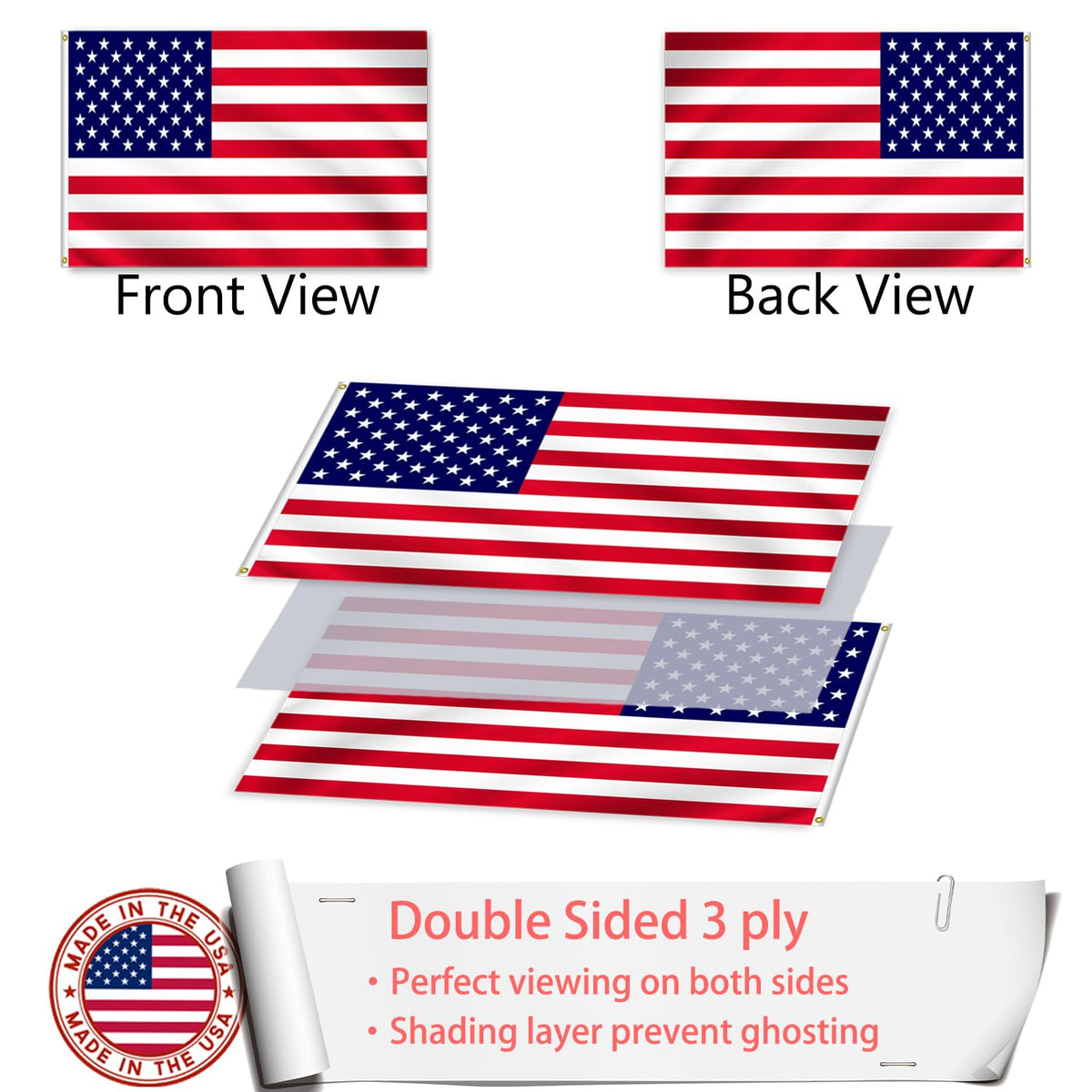 ZEKVY flag features a sturdy canvas header for strong pole attachment
