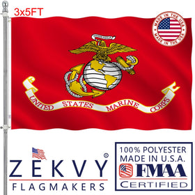ZEKVY USMC flag 3x5 front view with vibrant colors for homes and offices.