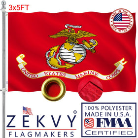 ZEKVY USMC flag 3x5 outdoor display with vivid colors for long-lasting exterior use.