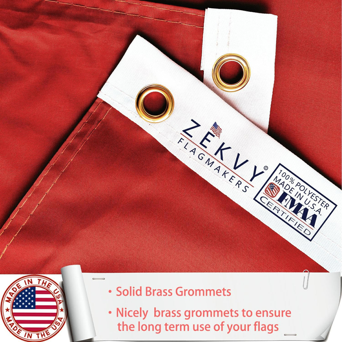 ZEKVY USMC flag brass grommets enable easy mounting on poles or walls.