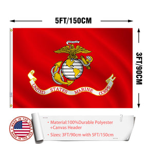 ZEKVY USMC flag outdoors, weather-ready and vivid in wind.