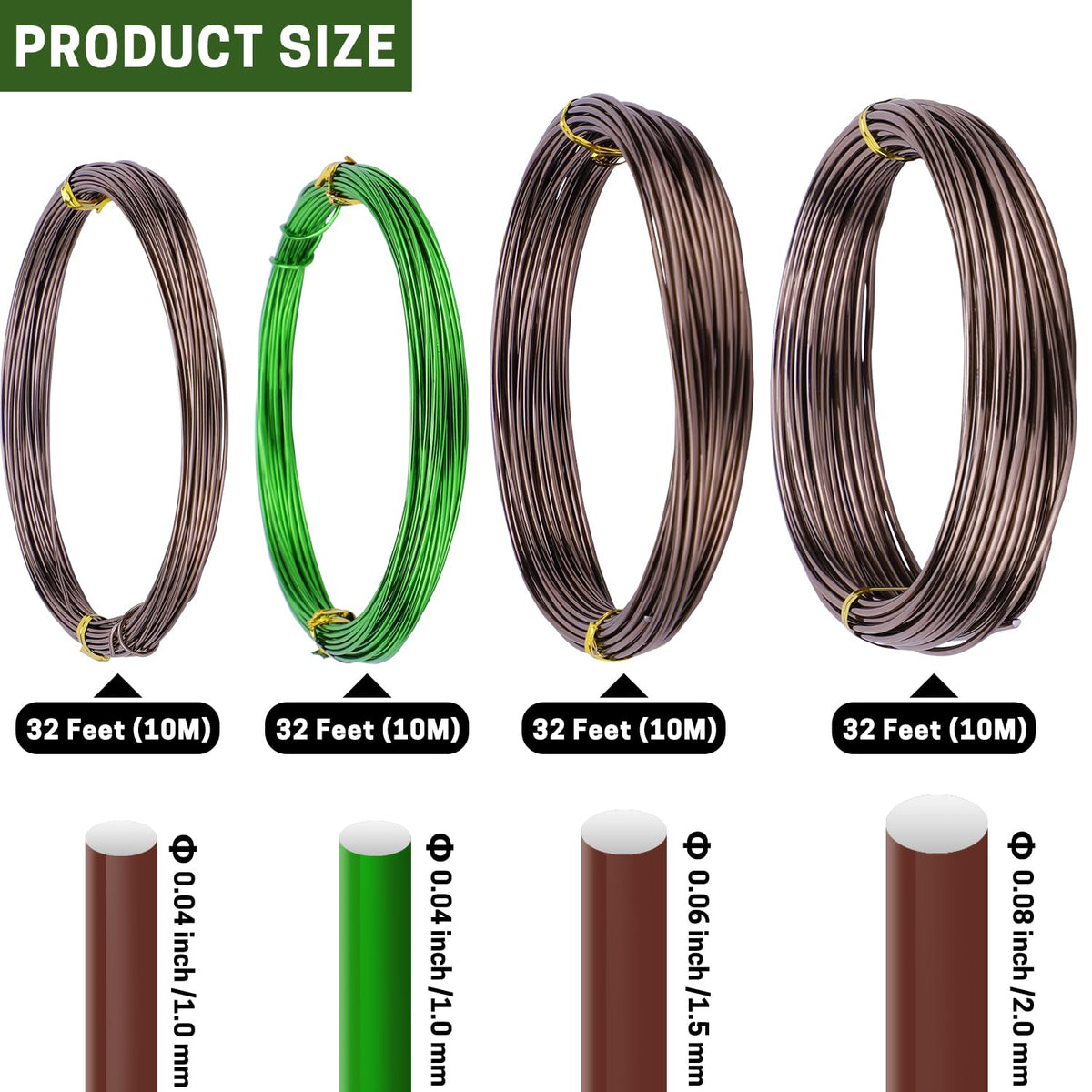 ZELARMAN bonsai wire 1.5mm green-brown spool for mid-size branches
