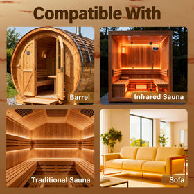 Zelmor barrel sauna backrest providing stable support in steam