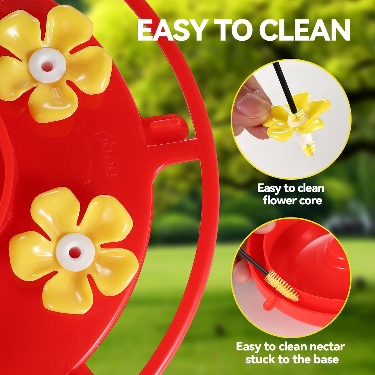 Zelpont easy-install flowers press into feeder port for quick replacement.