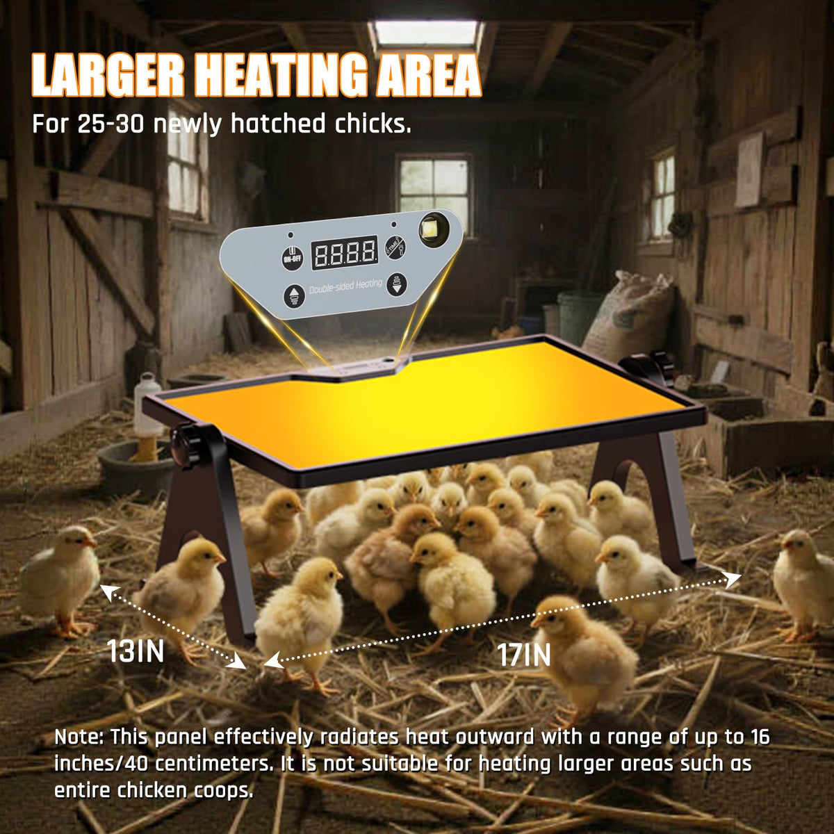 Zelvia double-sided heating panel delivers even warmth across the coop.