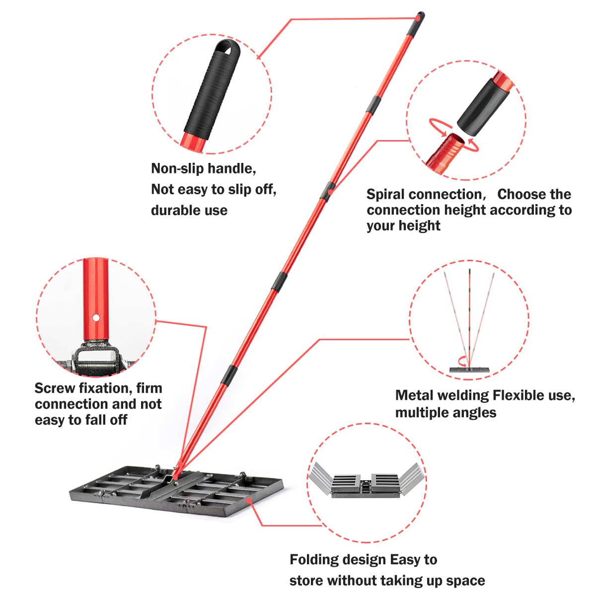 zenhosit adjustable 78-inch handle reduces bending during use