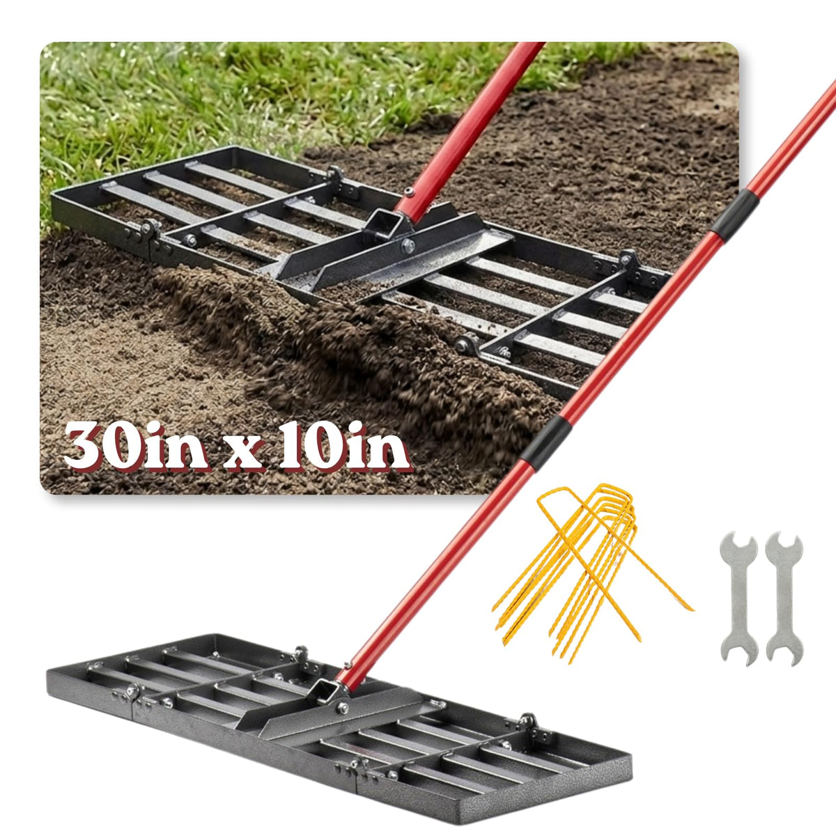zenhosit lawn leveling rake with extended handle for easier yard work