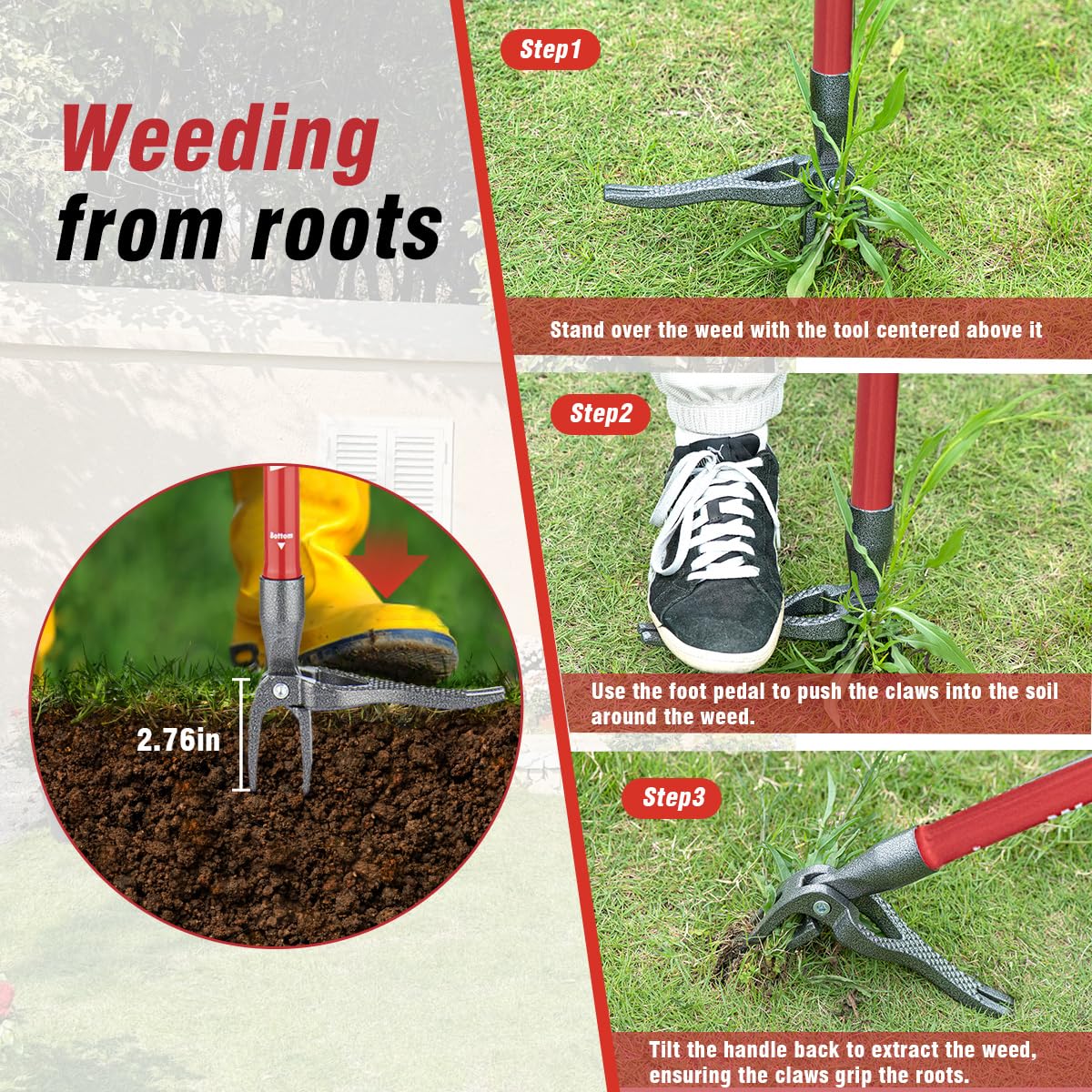 ZENHOSIT thickened extension tube prevents bending during heavy weeding