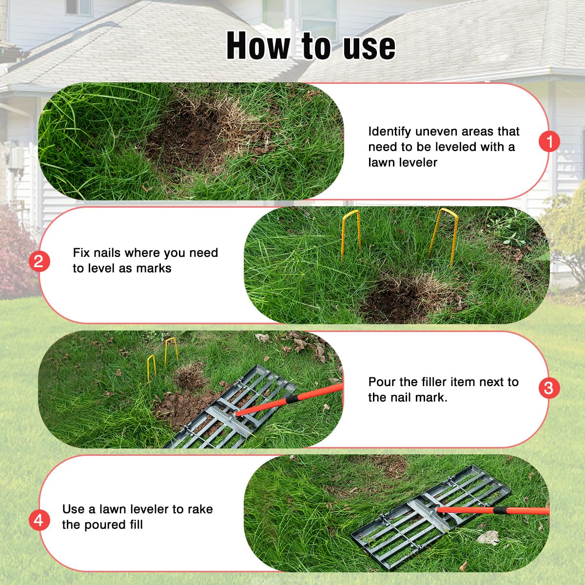 zenhosit yard leveling rake ideal for grass and soil projects