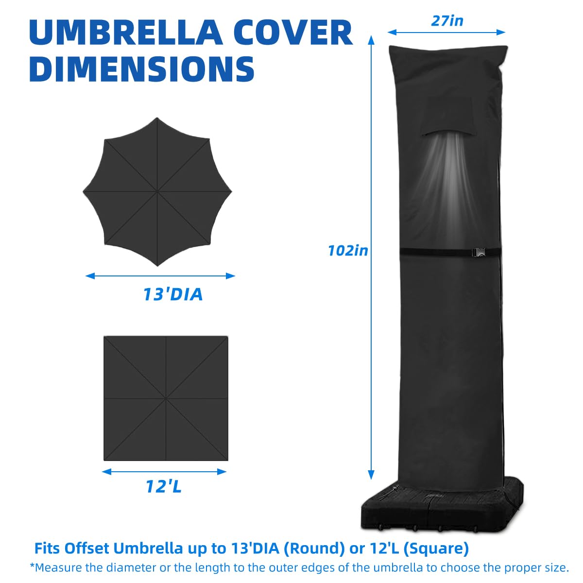 Zenicham air-vent feature on umbrella cover promotes moisture escape