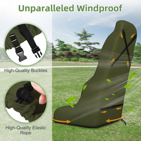 Zenicham Push Mower Cover side view shows secure fit in windy conditions.