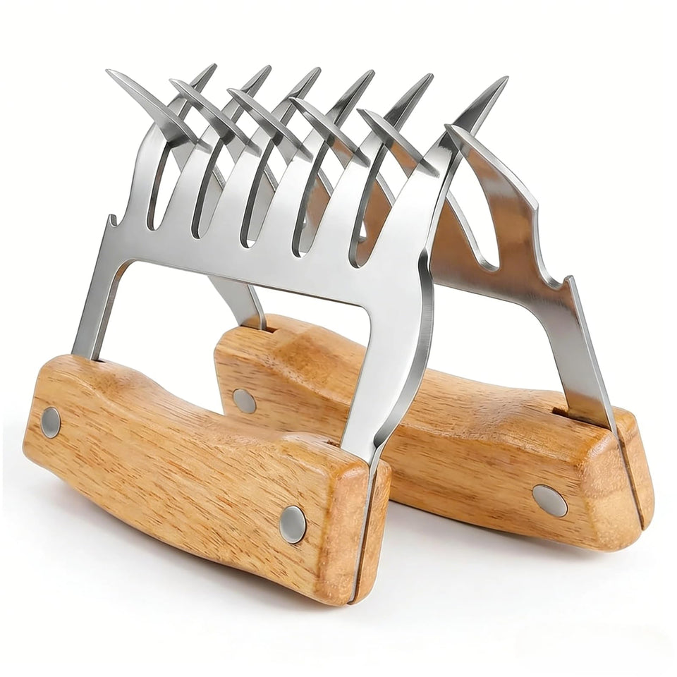 ZenithShine meat shredder claws with wooden handles for effortless pulled pork