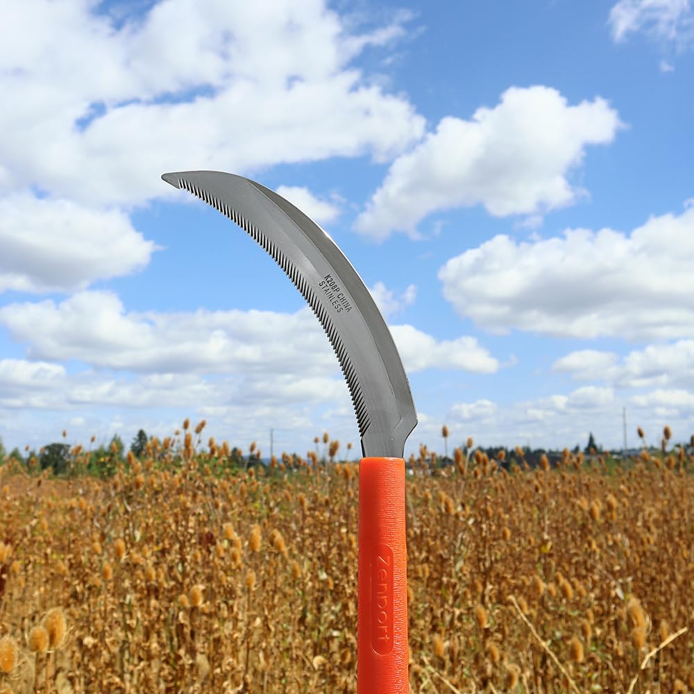 Zenport K208P harvest sickle stainless blade resists wear for long-term use.