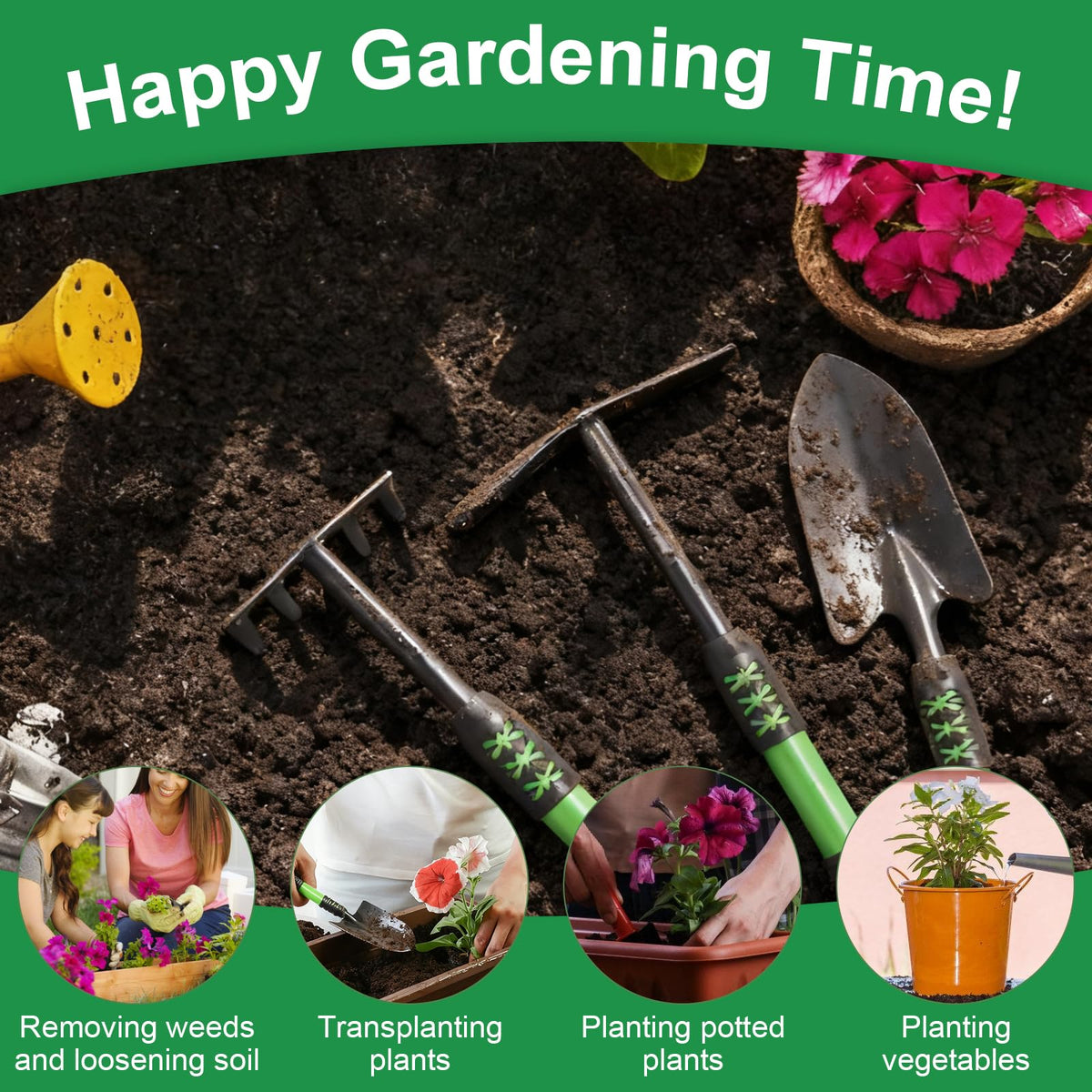 Zenrok garden tool set multi-use tool for weeding, transplanting, and bed prep