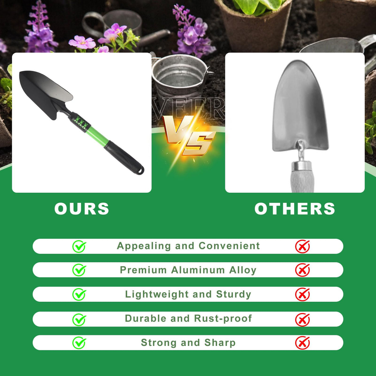 Zenrok garden tool set stainless steel construction resists rust and keeps sharp
