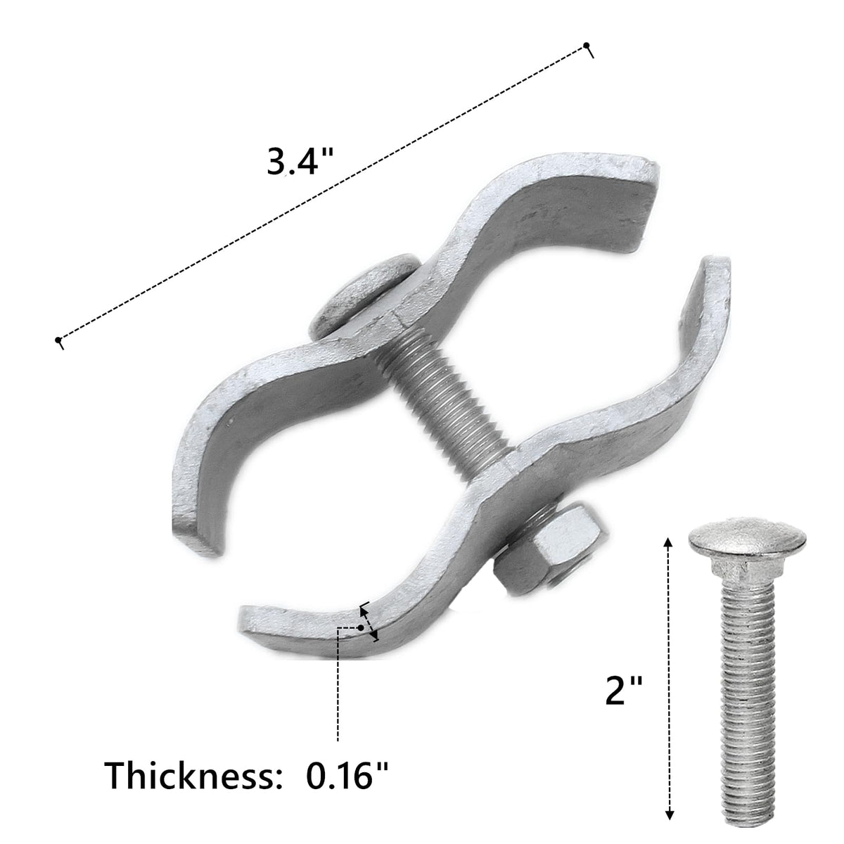 Zentriqlla galvanized kennel clamp close-up showing rust-resistant finish.