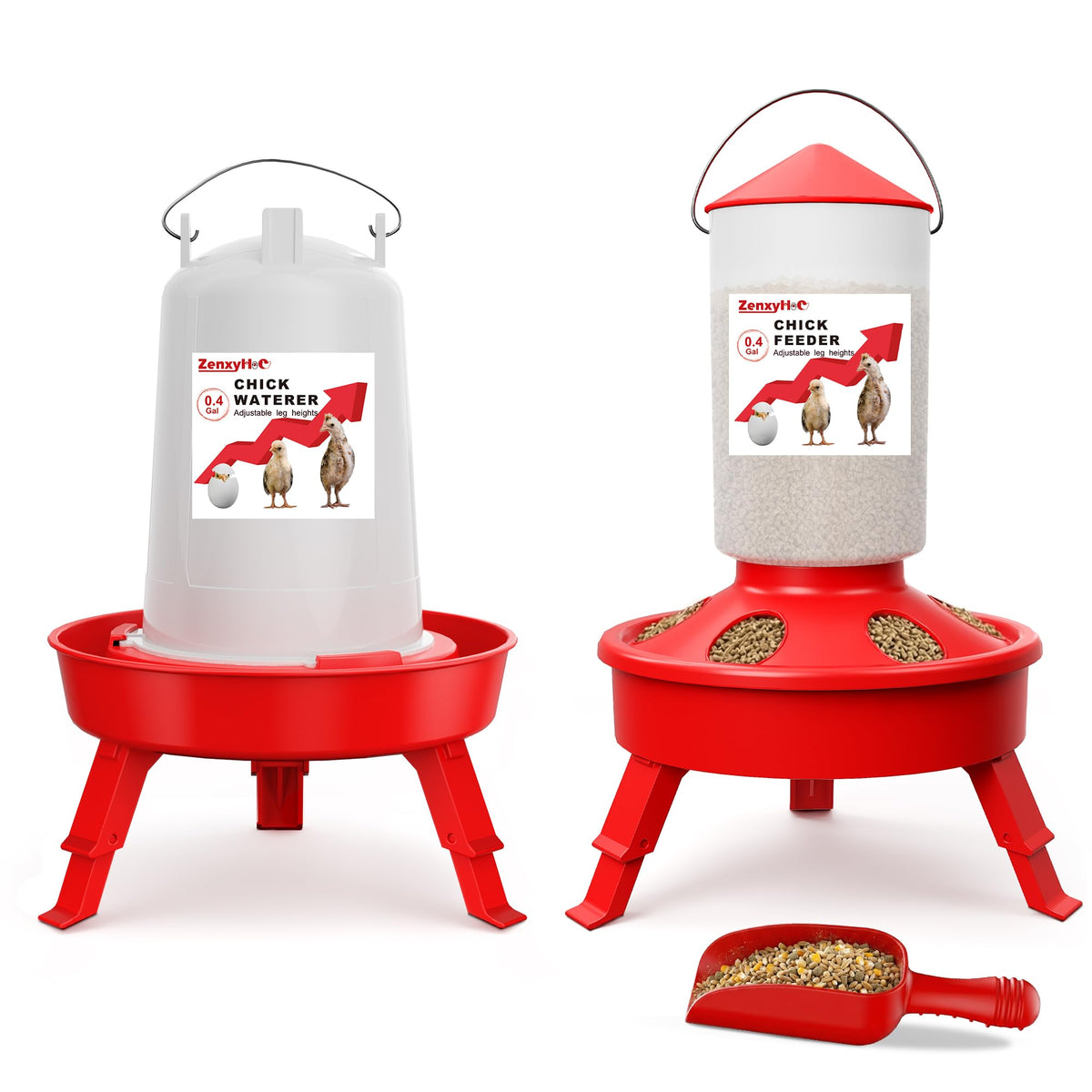 ZenxyHoC 2-in-1 chick starter set feeder shows top-fill design for easy feeding