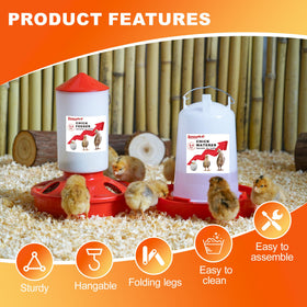 ZenxyHoC 2-in-1 chick starter set waterer with adjustable height for growing chicks