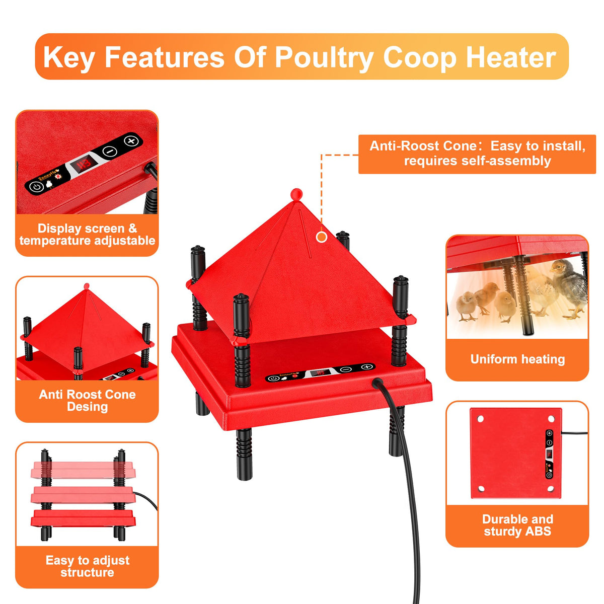 ZenxyHoC brooder plate adjustable height legs growing with chicks