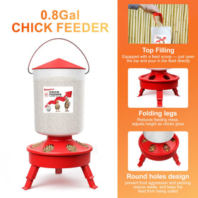 ZenxyHoC chick waterer with adjustable legs for safer hydration.