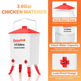 ZenxyHoC chicken waterer anti-roost cone lid keeps water clean