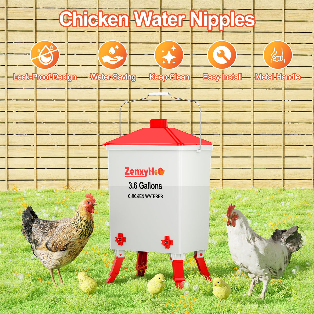 ZenxyHoC chicken waterer leak-proof hydration keeps coop dry