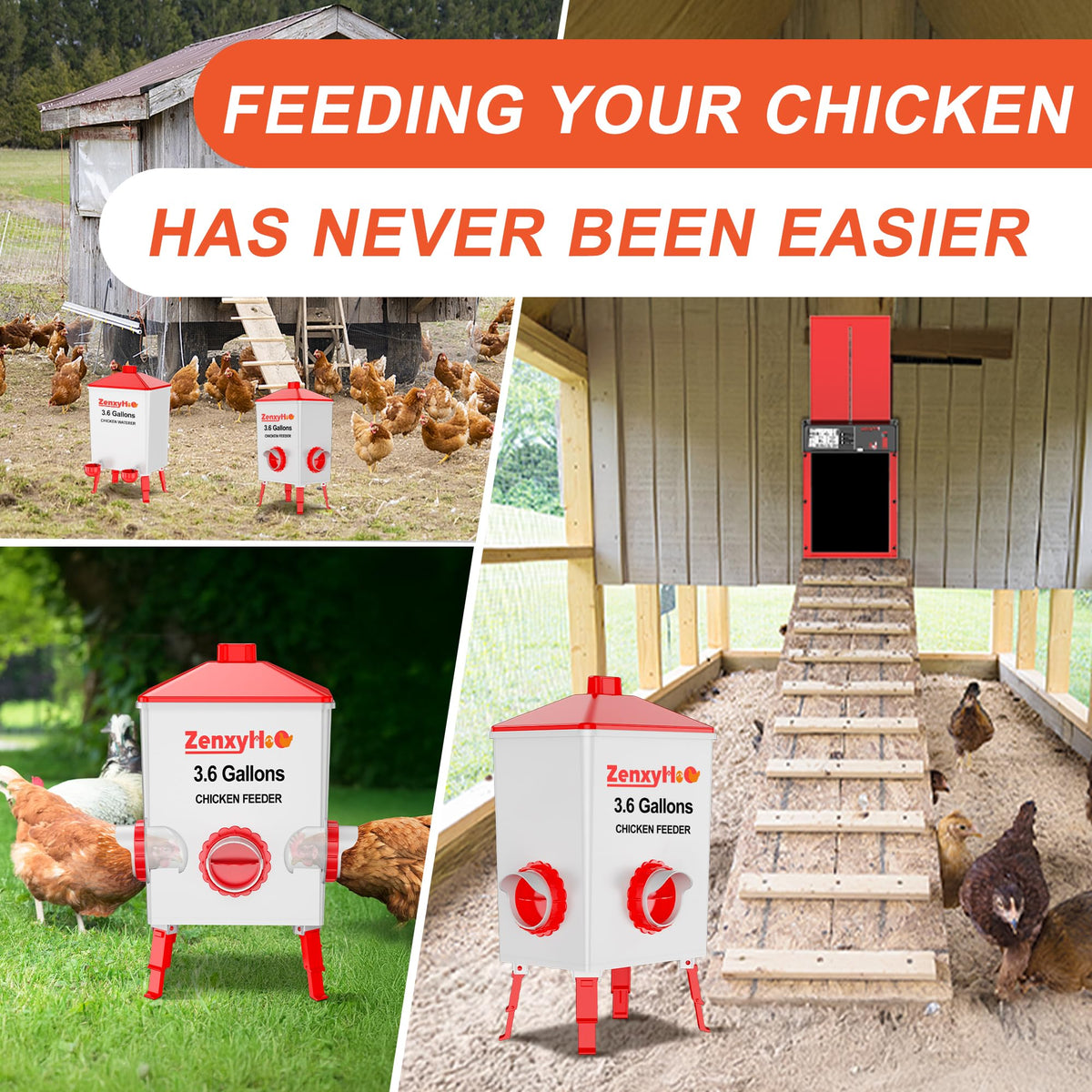 ZenxyHoC durable PP material red feeder stands up to farm use.