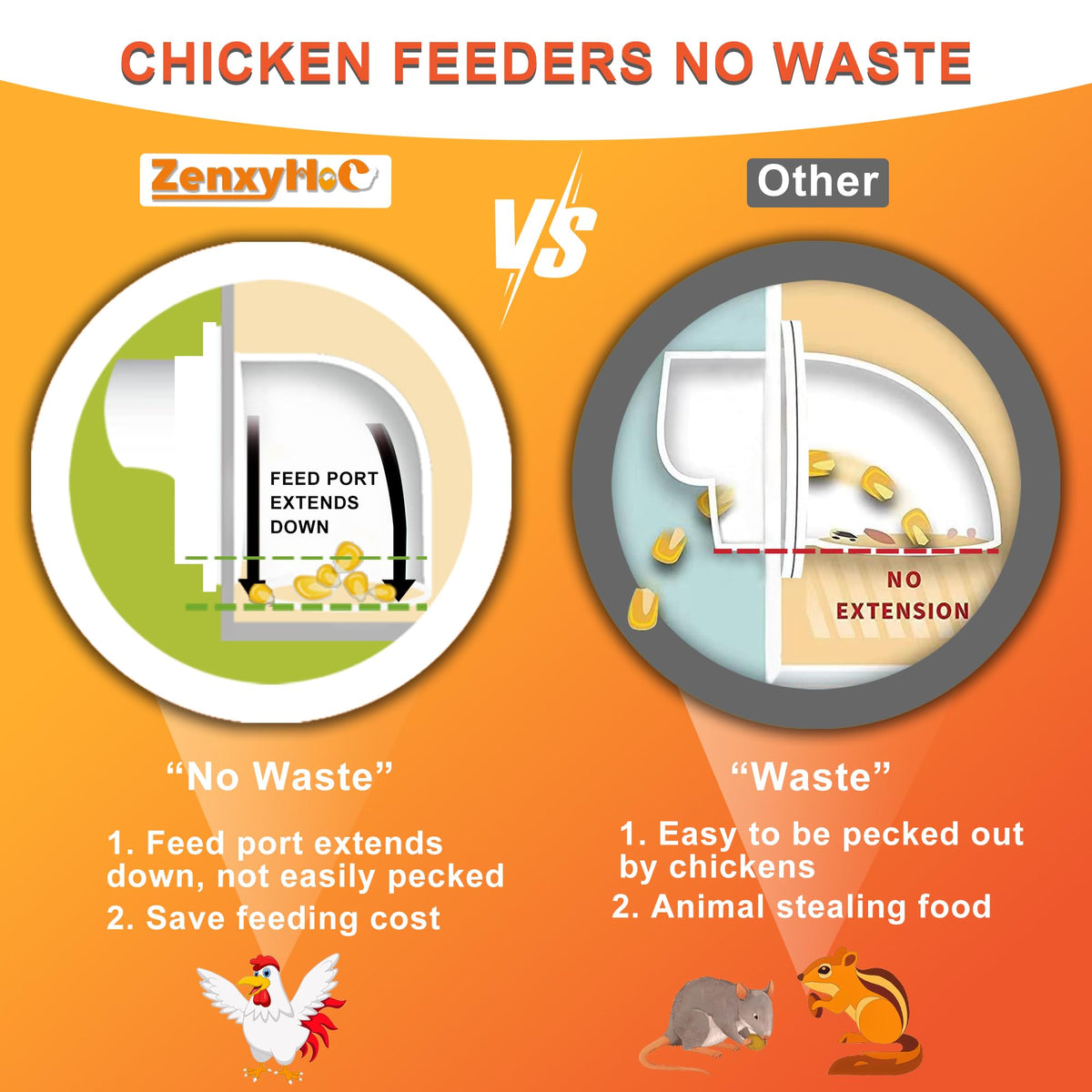 ZenxyHoC gravity-feed design in action for continuous flock access.