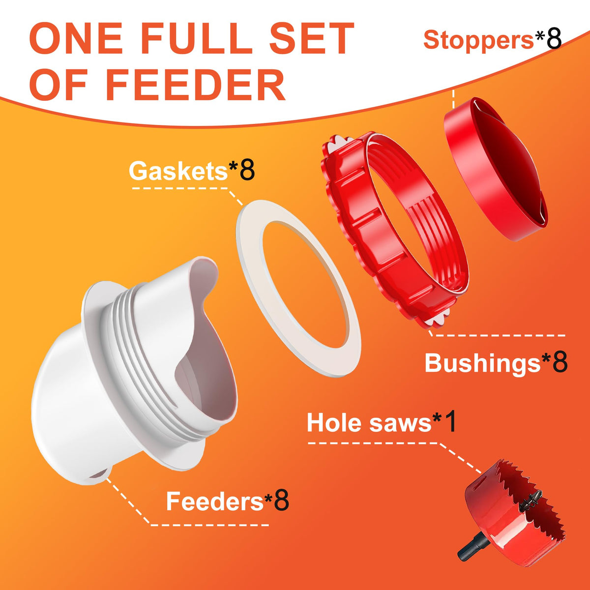 ZenxyHoC red poultry feeder keeps feed dry with lid during rain.