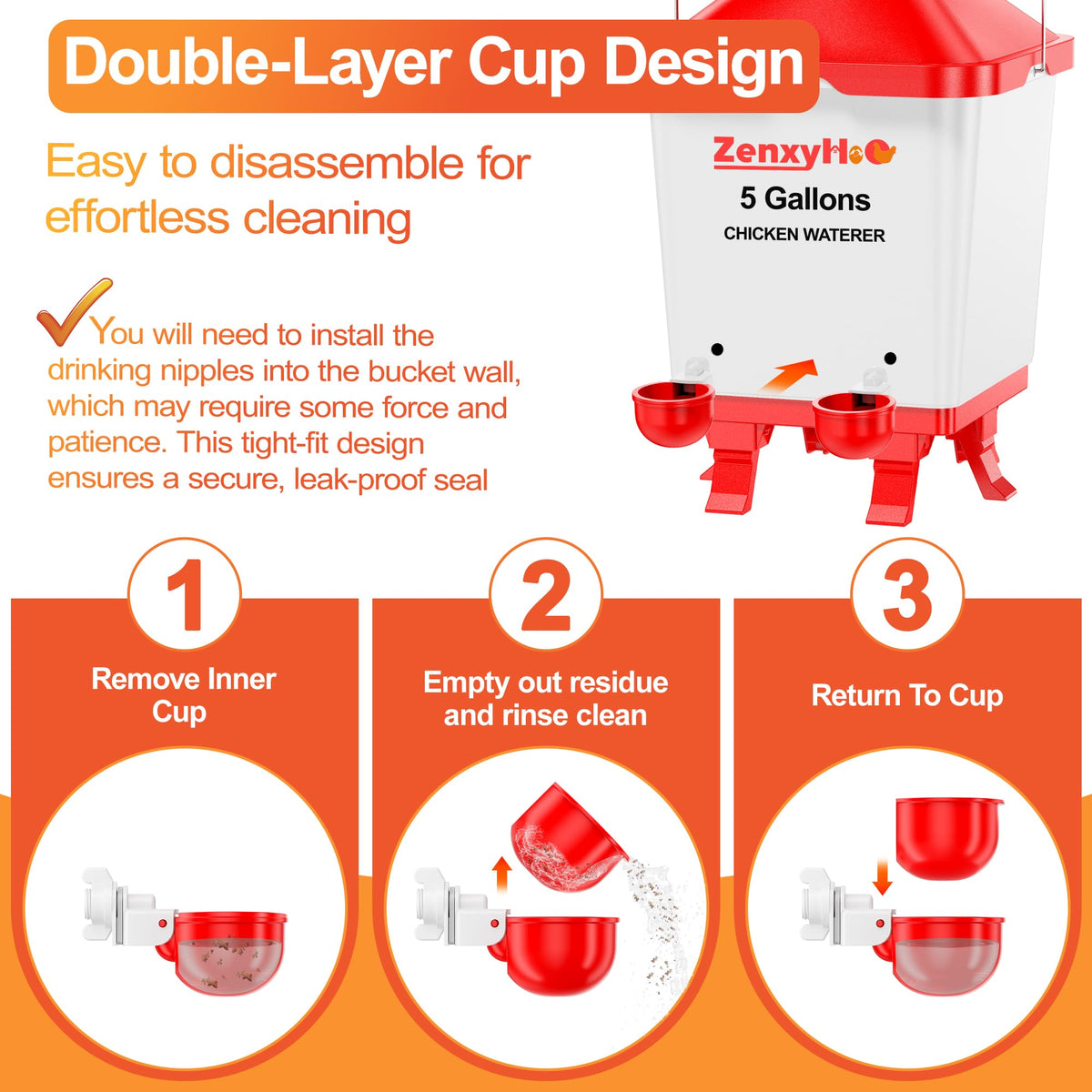 Removable lid enables quick top fill and spill prevention