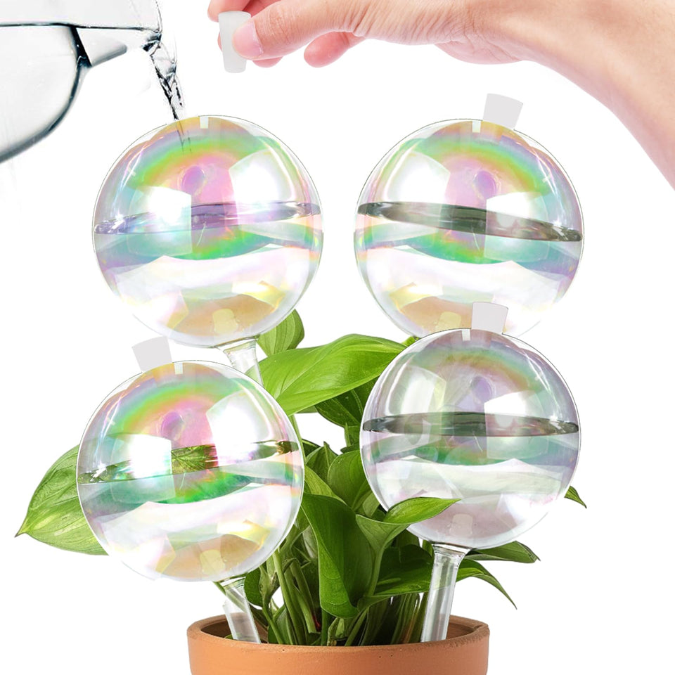 ZephyrBloom 13oz watering globes provide lasting hydration for potted plants.