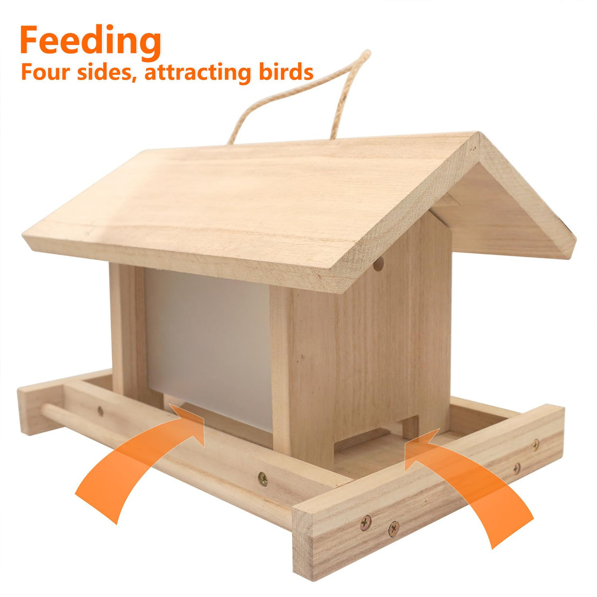 Zeqeey bird feeder four-sided windows inviting multiple bird species to feed