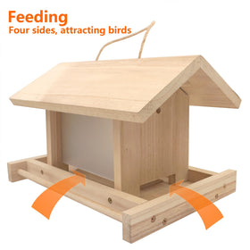 Zeqeey bird feeder four-sided windows inviting multiple bird species to feed