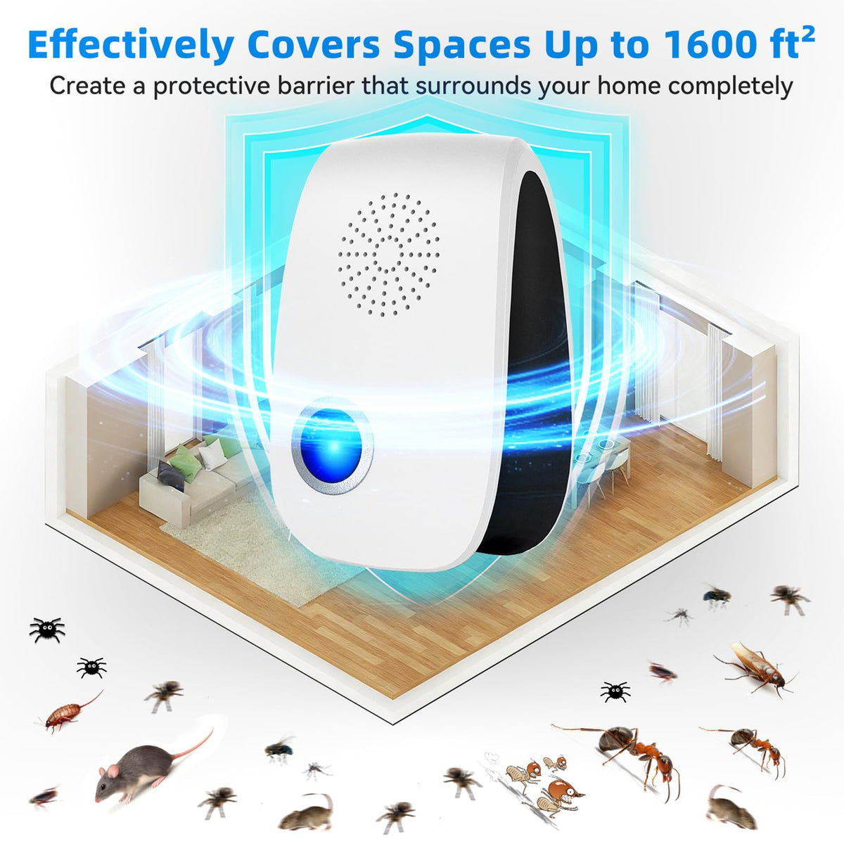 Zerobugeasy night‑light function provides gentle illumination while deterring pests