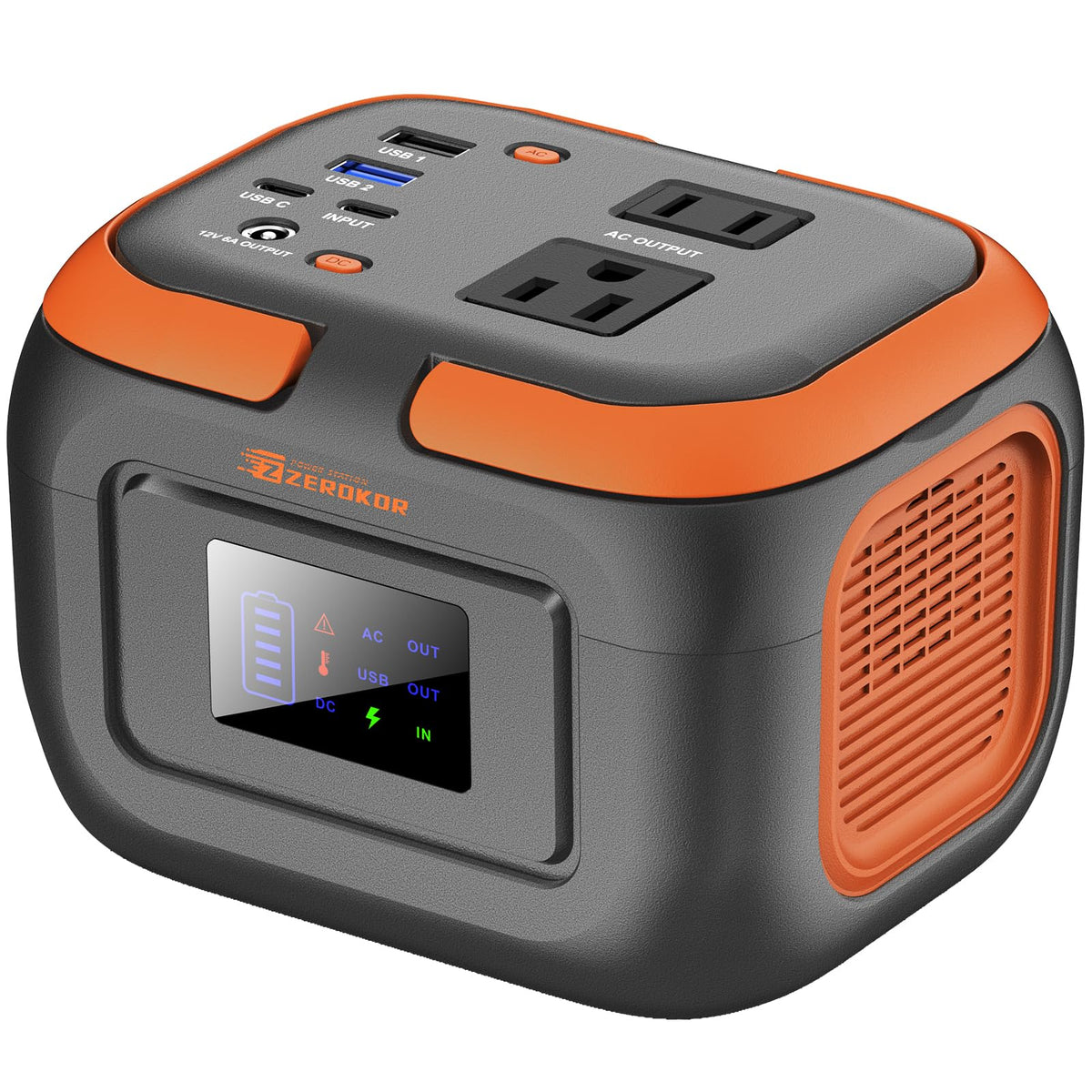ZeroKor portable power station with dual AC outlets for camping power