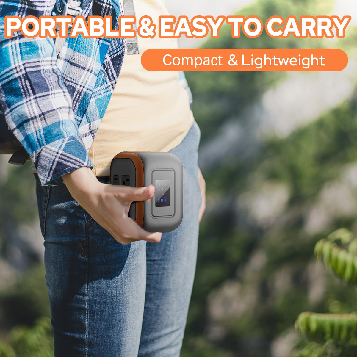 ZeroKor LCD display shows remaining power and outputs on the go