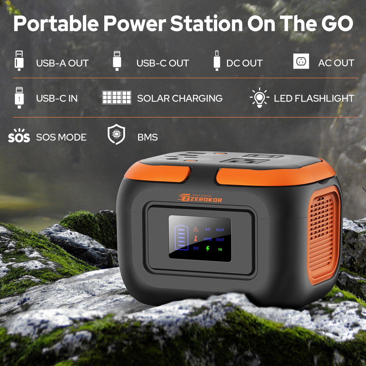ZeroKor power station LED flashlight ready for emergencies and night use