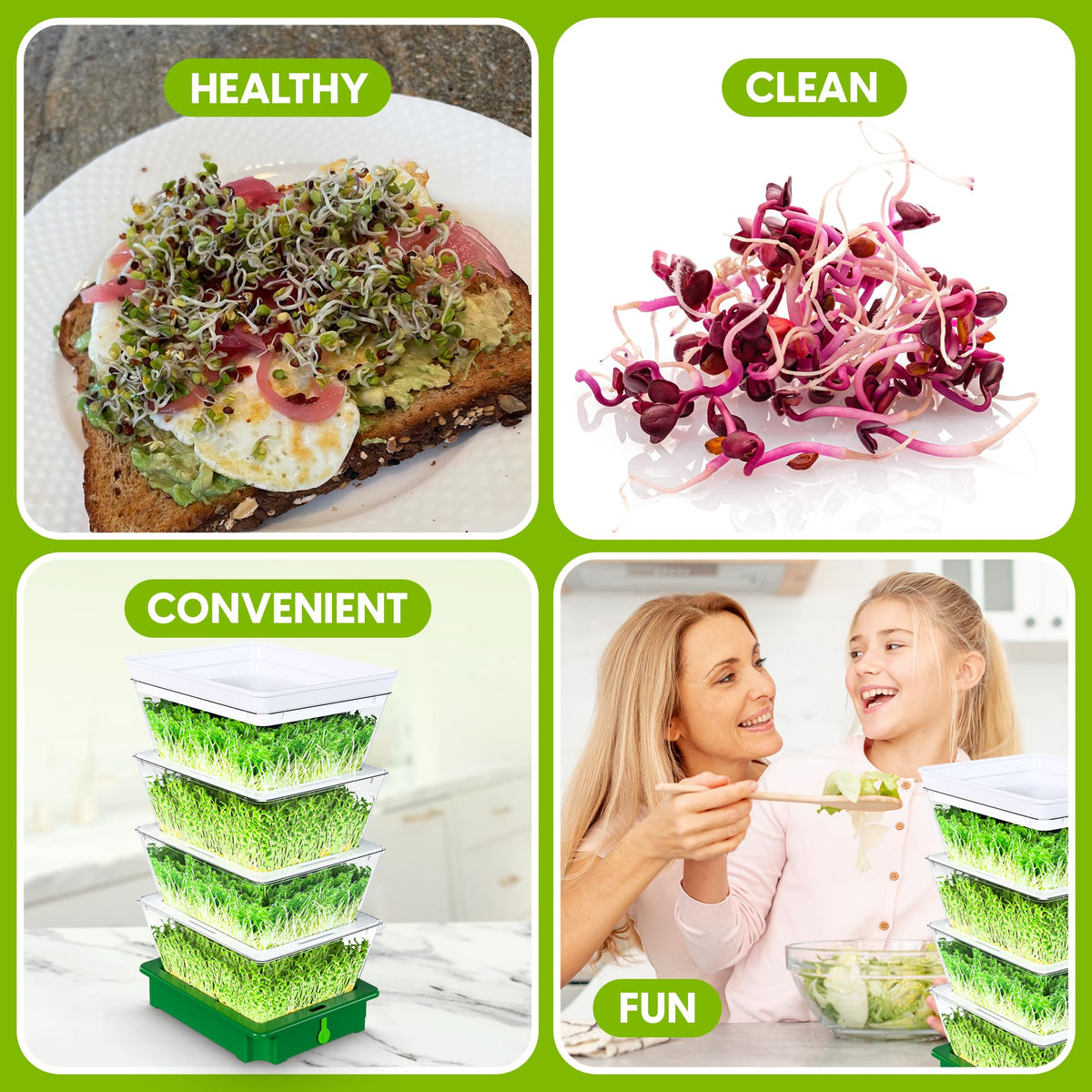 ZESTIGREENS compact design fits on counter, windowsill, or shelf