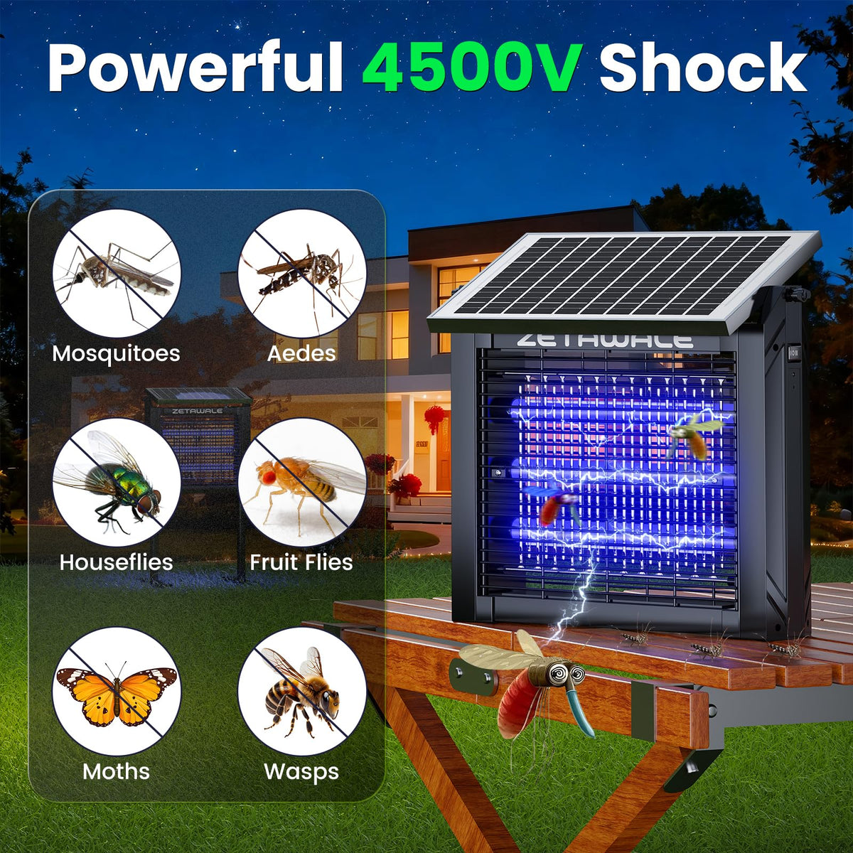 ZETAWALE weatherproof IPX4 zapper designed for all-weather outdoor use.