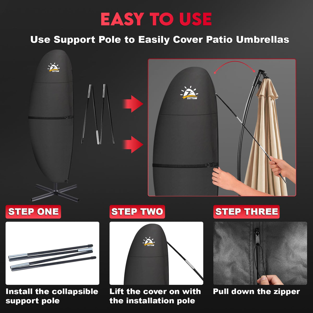Zettum banana parasol cover wide-fit for offset canopies.