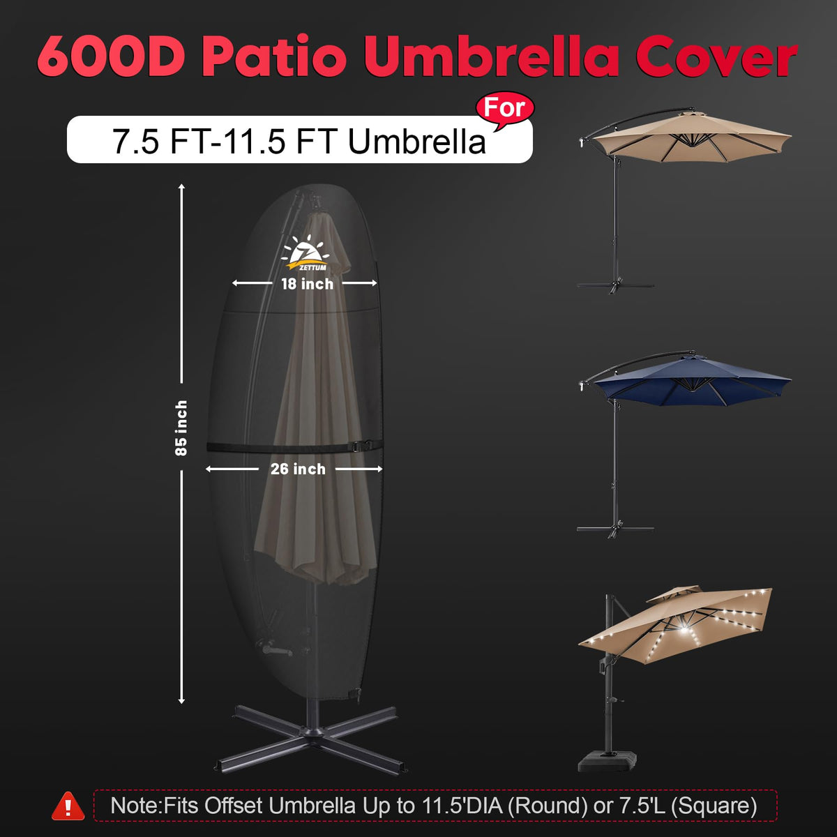Zettum cantilever umbrella cover heavy-duty protection for long-lasting outdoor use.